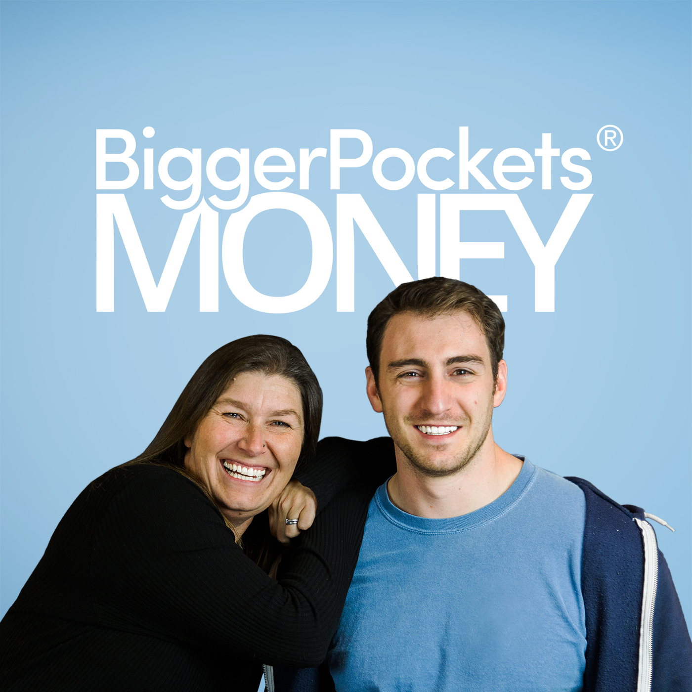 BiggerPockers Money Podcast Logo with photo of two hosts Mindy Jensen and Scott Trench