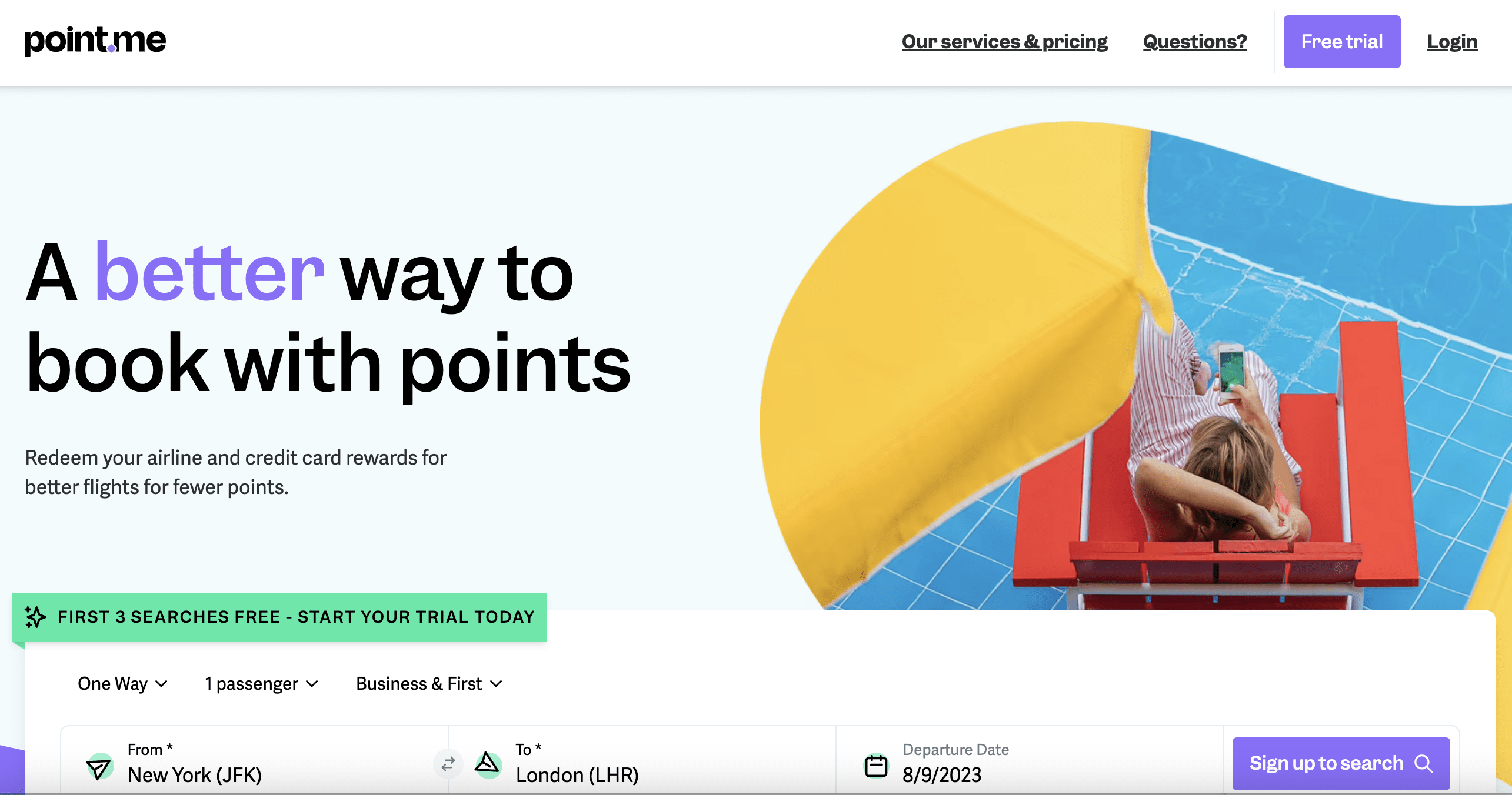 point.me credit card points and miles award flight